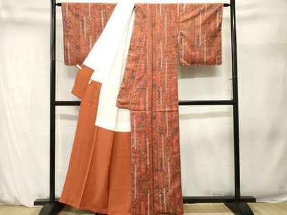 平和屋着物■上質な小紋　紬地　鳳凰花間道　ますいわ屋扱い　正絹　逸品　CABM1385ev