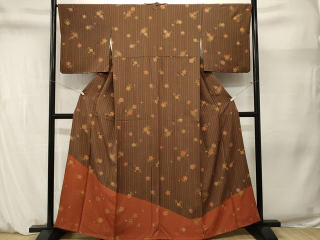 平和屋着物■色留訪問着　縞　舞花文　金彩　正絹　逸品　CABM1389ev
