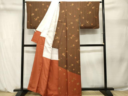平和屋着物■色留訪問着　縞　舞花文　金彩　正絹　逸品　CABM1389ev