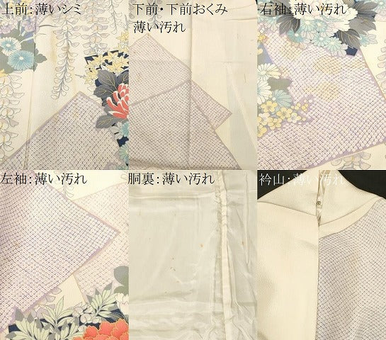 平和屋着物■豪華振袖　駒刺繍　色紙重ね藤花房草花文　銀彩　正絹　逸品　CABM1394ev