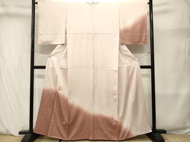 平和屋着物■訪問着　総刺繍　芒草花文　暈し染め　金銀彩　正絹　逸品　CABM1401ev