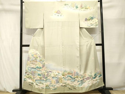 平和屋着物■訪問着　作家物　風景文　暈し染め　正絹　逸品　CABM1404ev