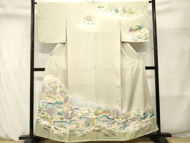 平和屋着物■訪問着　作家物　風景文　暈し染め　正絹　逸品　CABM1404ev