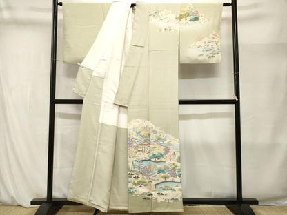 平和屋着物■訪問着　作家物　風景文　暈し染め　正絹　逸品　CABM1404ev