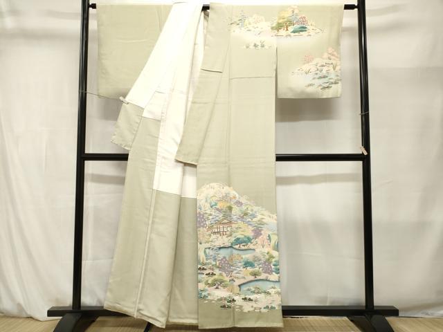 平和屋着物■訪問着　作家物　風景文　暈し染め　正絹　逸品　CABM1404ev