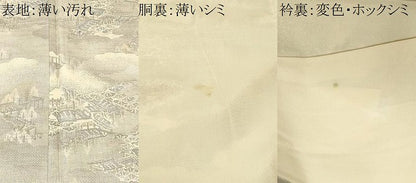 平和屋着物■本場大島紬　白大島　9マルキ　雲取り風景文　正絹　逸品　CABM1407ev