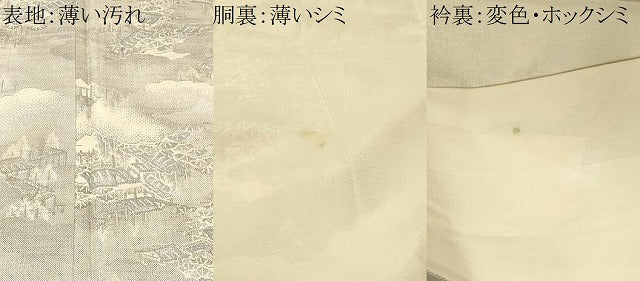 平和屋着物■本場大島紬　白大島　9マルキ　雲取り風景文　正絹　逸品　CABM1407ev