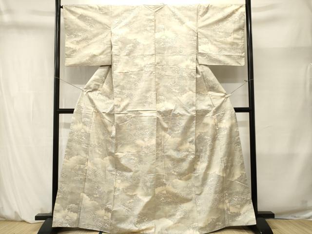 平和屋着物■本場大島紬　白大島　9マルキ　雲取り風景文　正絹　逸品　CABM1407ev