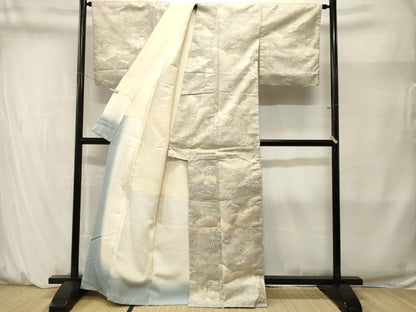 平和屋着物■本場大島紬　白大島　9マルキ　雲取り風景文　正絹　逸品　CABM1407ev