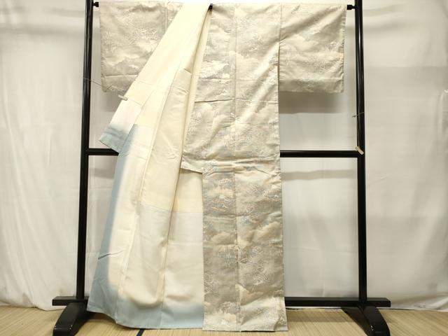 平和屋着物■本場大島紬　白大島　9マルキ　雲取り風景文　正絹　逸品　CABM1407ev