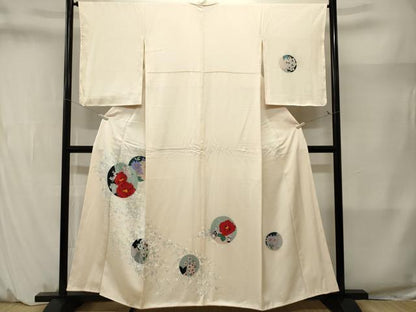 平和屋着物■訪問着　手描き　花丸文　暈し染め　正絹　逸品　CABM1410ev