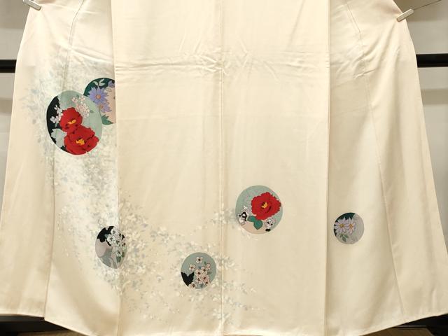 平和屋着物■訪問着　手描き　花丸文　暈し染め　正絹　逸品　CABM1410ev