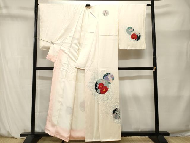 平和屋着物■訪問着　手描き　花丸文　暈し染め　正絹　逸品　CABM1410ev