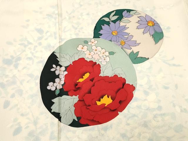 平和屋着物■訪問着　手描き　花丸文　暈し染め　正絹　逸品　CABM1410ev