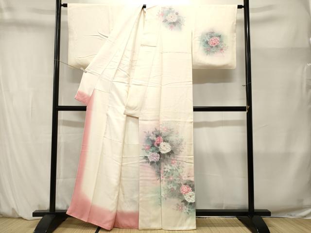 平和屋着物■訪問着　作家物　枝花文　暈し染め　正絹　逸品　CABM1411ev
