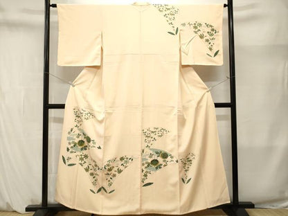 平和屋着物■訪問着　流水草花文　金彩　正絹　逸品　CABM1412ev