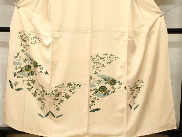 平和屋着物■訪問着　流水草花文　金彩　正絹　逸品　CABM1412ev