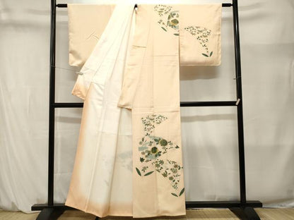 平和屋着物■訪問着　流水草花文　金彩　正絹　逸品　CABM1412ev