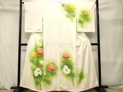 平和屋着物■訪問着　作家物　枝花文　暈し染め　正絹　逸品　CABM1413ev