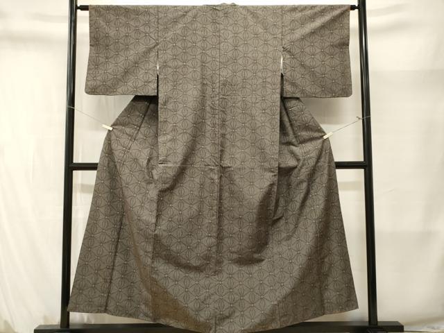 平和屋着物■上質な紬　麻の葉文様　正絹　逸品　CABM1415ev