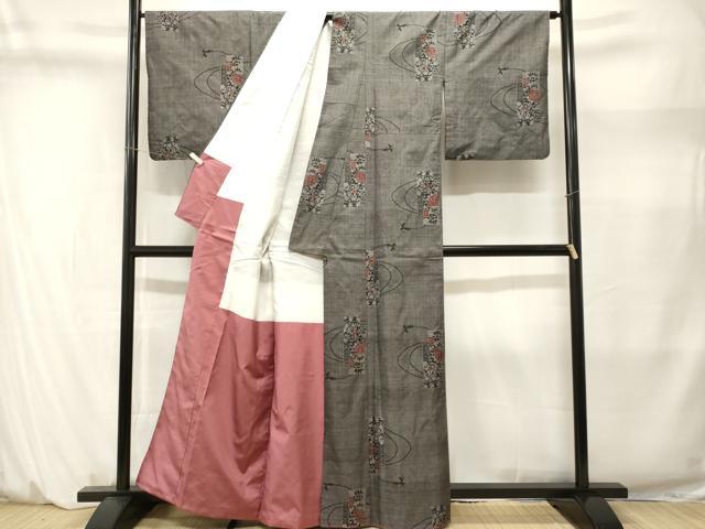 平和屋着物■本場大島紬　7マルキ　短冊草花文　正絹　逸品　CABM1417ev