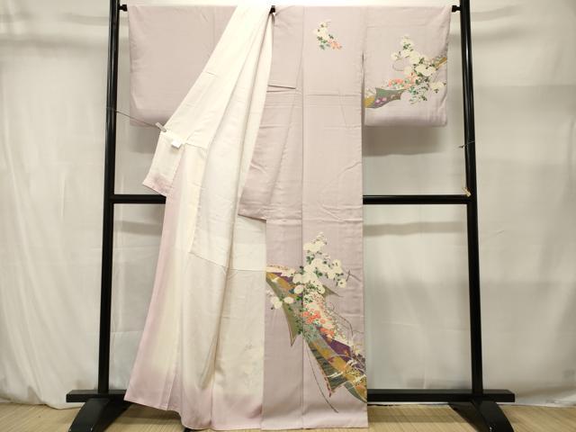 平和屋着物■訪問着　刺繍　飛鶴花蝶文　金彩　正絹　逸品　CABM1419ev