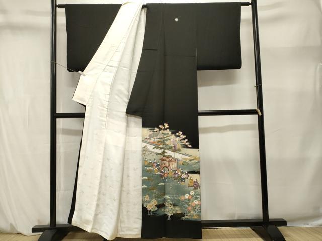 平和屋着物■豪華黒留袖　作家物　寿光織　風景文　松竹内御所車人物文　暈し染め　金彩　正絹　逸品　CABM1420ev