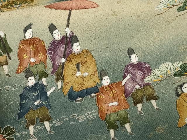 平和屋着物■豪華黒留袖　作家物　寿光織　風景文　松竹内御所車人物文　暈し染め　金彩　正絹　逸品　CABM1420ev