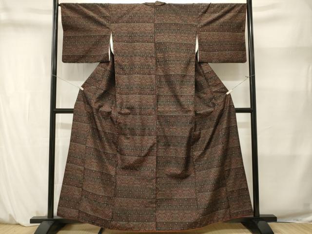 平和屋着物■上質な紬　向かい鳥花文　正絹　逸品　CABM1421ev