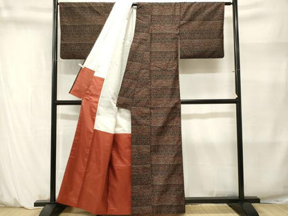 平和屋着物■上質な紬　向かい鳥花文　正絹　逸品　CABM1421ev