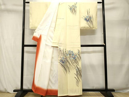 平和屋着物■訪問着　手描き　杜若文　正絹　逸品　CABM1422ev