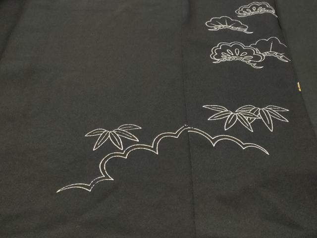 平和屋着物■豪華黒留袖　駒刺繍　地紙重ね鳳凰花文　金彩　正絹　逸品　CABM1425ev