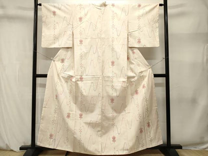 平和屋着物■上質な紬　草花文　正絹　逸品　CABM1428ev