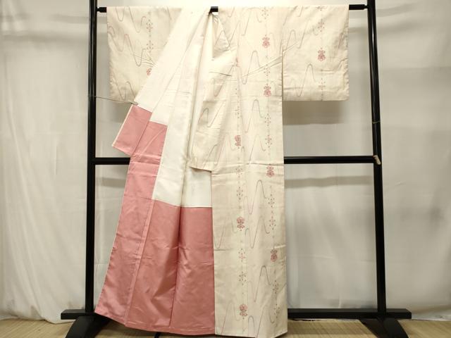 平和屋着物■上質な紬　草花文　正絹　逸品　CABM1428ev