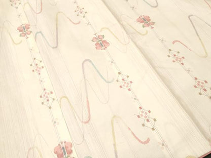 平和屋着物■上質な紬　草花文　正絹　逸品　CABM1428ev