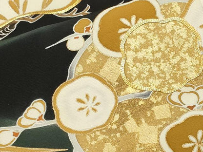 平和屋着物■豪華黒留袖　駒刺繍　立波松竹梅花文　暈し染め　金彩　正絹　逸品　CABM1430ev