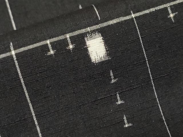 平和屋着物■上質な紬　幾何学文　黒地　正絹　逸品　CABM1431ev