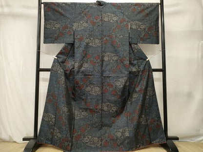 平和屋着物■本場大島紬　更紗草花文　やまと誂製　正絹　逸品　CABM1434ev