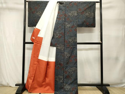 平和屋着物■本場大島紬　更紗草花文　やまと誂製　正絹　逸品　CABM1434ev