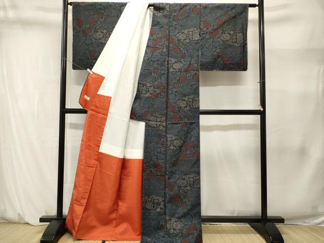 平和屋着物■本場大島紬　更紗草花文　やまと誂製　正絹　逸品　CABM1434ev