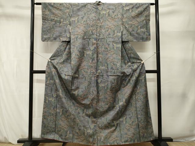 平和屋着物■本場大島紬　樹林風景文　正絹　逸品　CABM1435ev