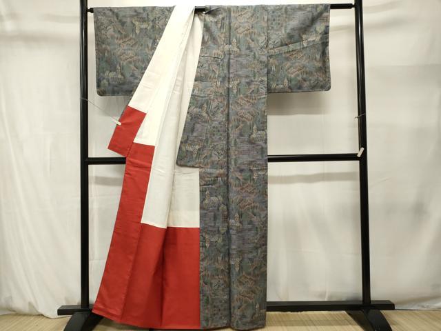 平和屋着物■本場大島紬　樹林風景文　正絹　逸品　CABM1435ev