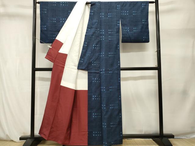 平和屋着物■上質な紬　幾何学文　正絹　逸品　CABM1439ev