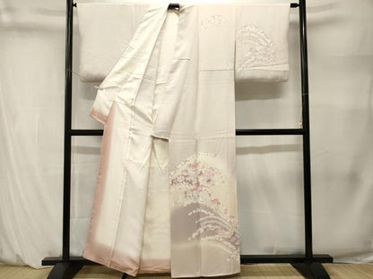 平和屋着物■訪問着　飛鶴草花文　暈し染め　金彩　正絹　逸品　CABM1443ev