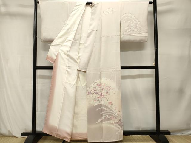 平和屋着物■訪問着　飛鶴草花文　暈し染め　金彩　正絹　逸品　CABM1443ev