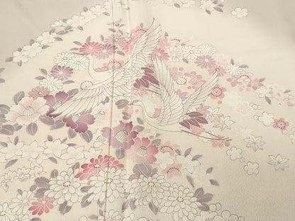 平和屋着物■訪問着　飛鶴草花文　暈し染め　金彩　正絹　逸品　CABM1443ev