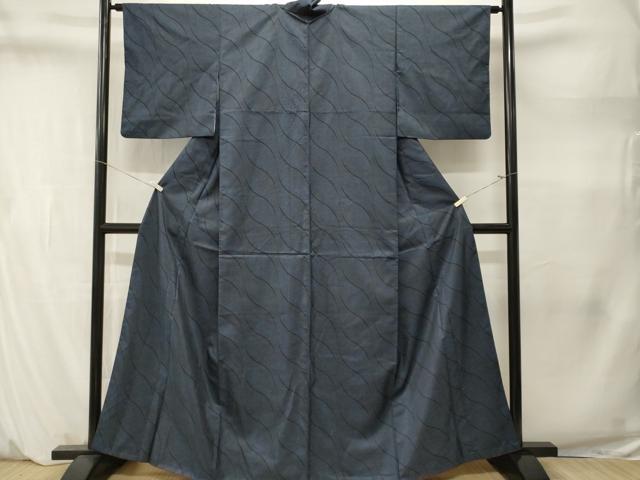 平和屋着物■本場大島紬　9マルキ　よろけ縞花文　正絹　逸品　CABM1444ev