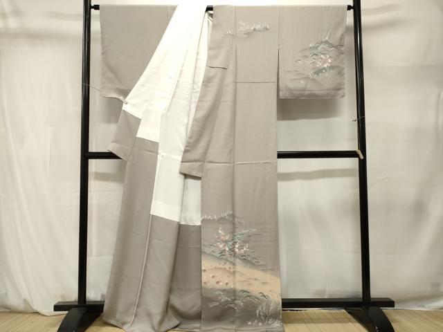 平和屋着物■訪問着　作家物　籬枝梅松文　暈し染め　正絹　逸品　CABM1447ev
