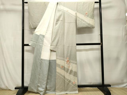 平和屋着物■訪問着　刺繍　絞り　花籠文　金彩　正絹　逸品　CABM1448ev