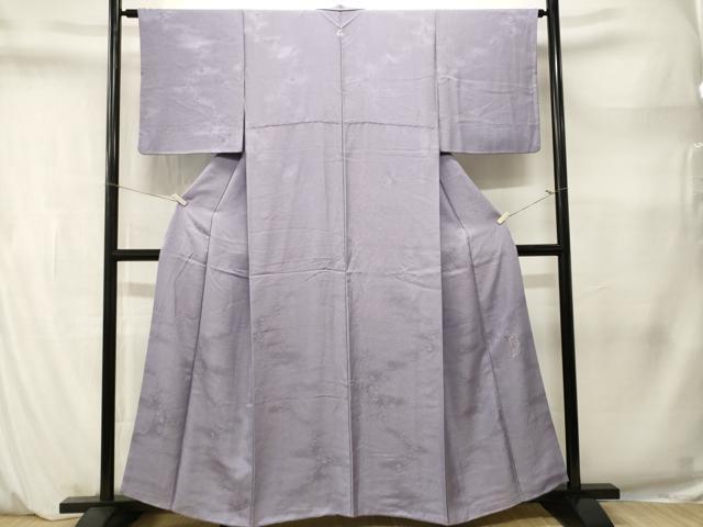 平和屋着物■上質な色無地　草花地紋　藤色　正絹　逸品　CABM1455ev